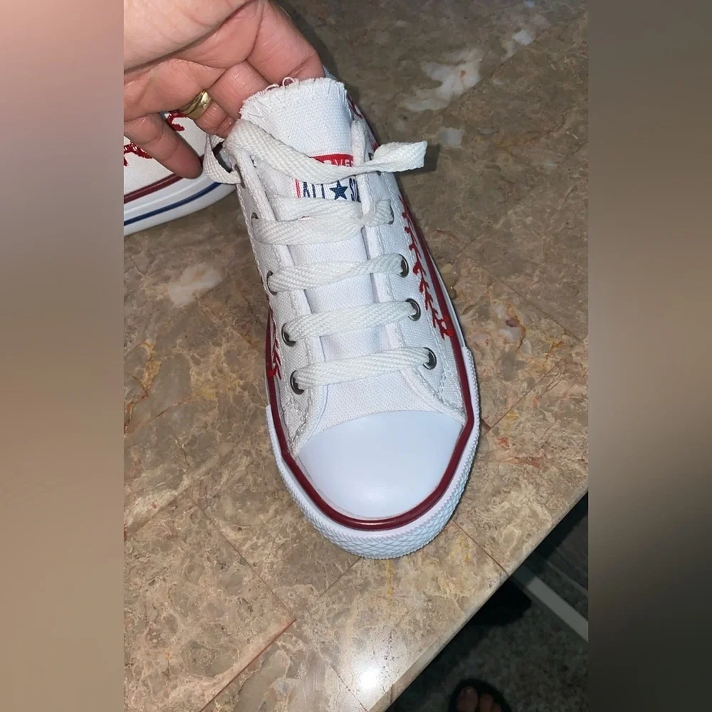 Converse Kids Red Stitch White Sneakers